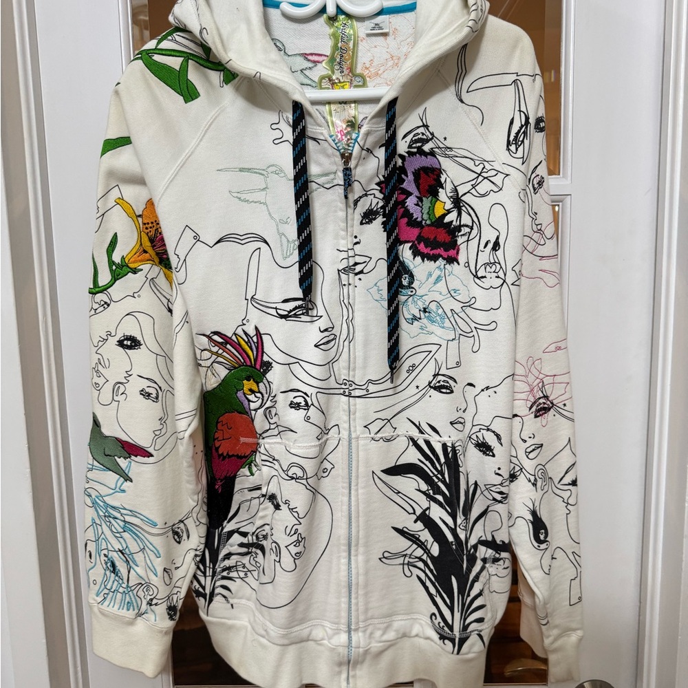 Men's Graphic Zip-Up Sweater - Multicolor